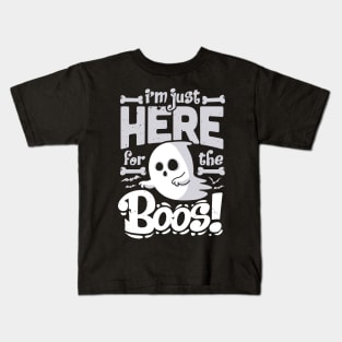 Funny Halloween Im Just Here For The Boos Drinking Ghost Kids T-Shirt